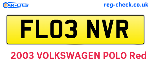 FL03NVR are the vehicle registration plates.