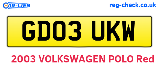 GD03UKW are the vehicle registration plates.