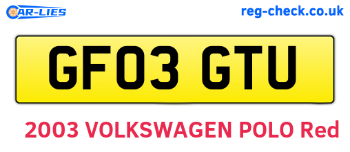 GF03GTU are the vehicle registration plates.