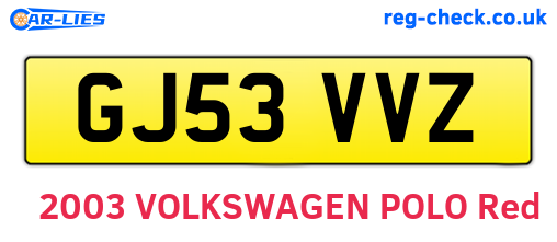 GJ53VVZ are the vehicle registration plates.