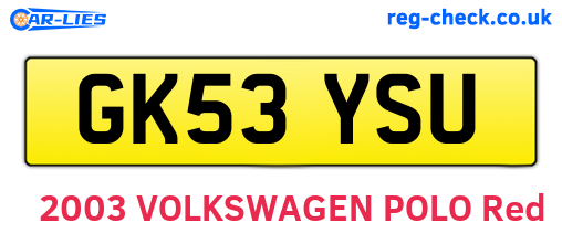 GK53YSU are the vehicle registration plates.