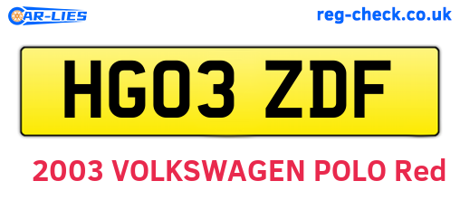 HG03ZDF are the vehicle registration plates.
