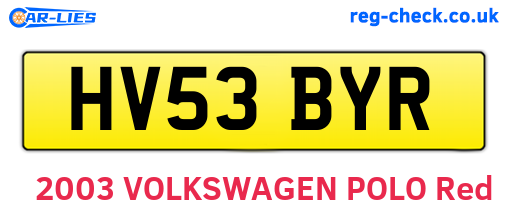 HV53BYR are the vehicle registration plates.
