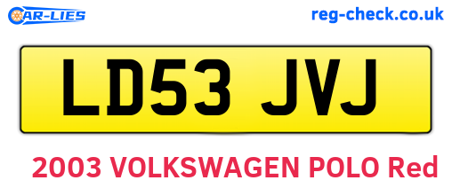LD53JVJ are the vehicle registration plates.