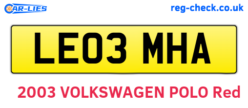 LE03MHA are the vehicle registration plates.