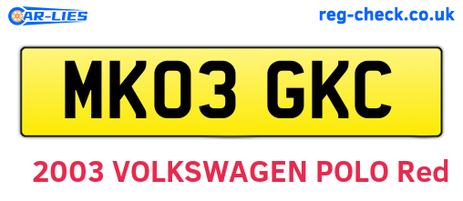 MK03GKC are the vehicle registration plates.