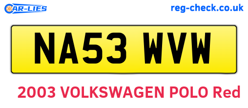 NA53WVW are the vehicle registration plates.