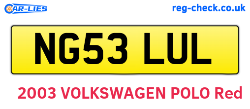 NG53LUL are the vehicle registration plates.