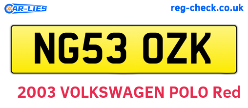 NG53OZK are the vehicle registration plates.