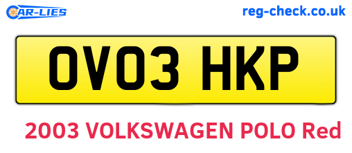 OV03HKP are the vehicle registration plates.