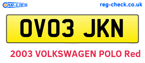 OV03JKN are the vehicle registration plates.
