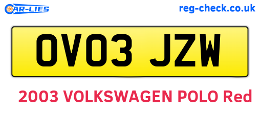 OV03JZW are the vehicle registration plates.