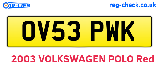 OV53PWK are the vehicle registration plates.