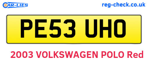 PE53UHO are the vehicle registration plates.
