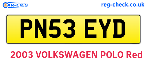 PN53EYD are the vehicle registration plates.
