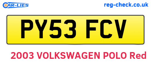 PY53FCV are the vehicle registration plates.