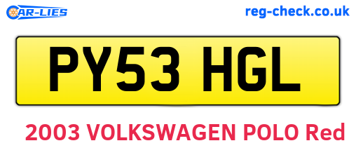 PY53HGL are the vehicle registration plates.