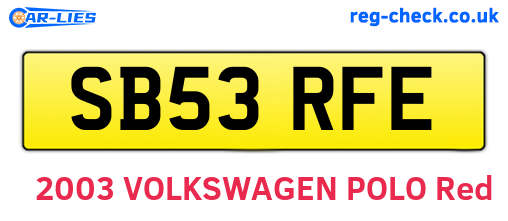 SB53RFE are the vehicle registration plates.