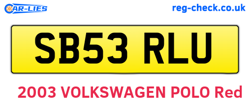 SB53RLU are the vehicle registration plates.