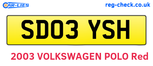 SD03YSH are the vehicle registration plates.
