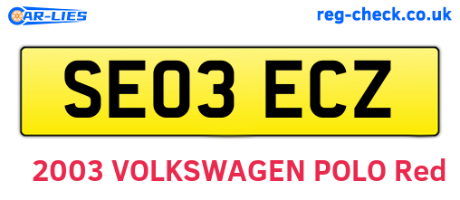 SE03ECZ are the vehicle registration plates.