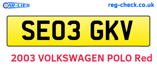 SE03GKV are the vehicle registration plates.