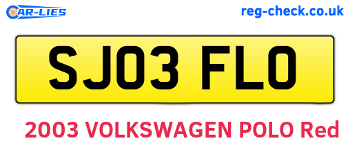 SJ03FLO are the vehicle registration plates.