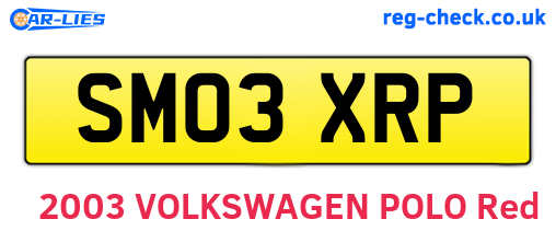SM03XRP are the vehicle registration plates.