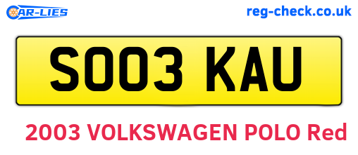 SO03KAU are the vehicle registration plates.