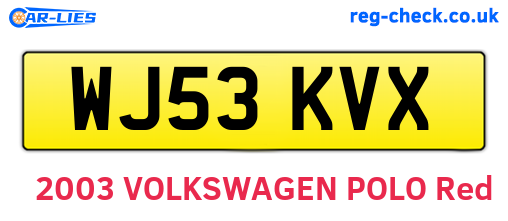 WJ53KVX are the vehicle registration plates.