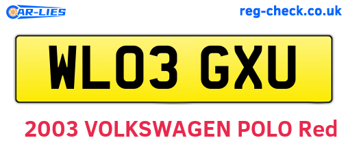 WL03GXU are the vehicle registration plates.