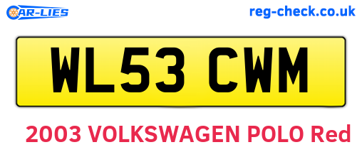 WL53CWM are the vehicle registration plates.