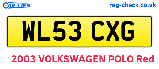 WL53CXG are the vehicle registration plates.