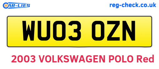WU03OZN are the vehicle registration plates.