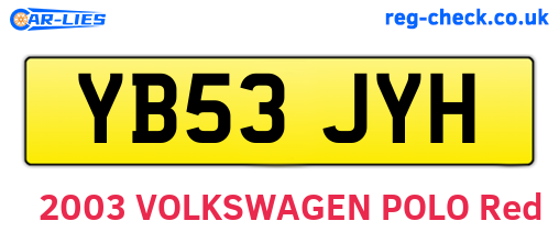 YB53JYH are the vehicle registration plates.