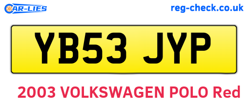 YB53JYP are the vehicle registration plates.