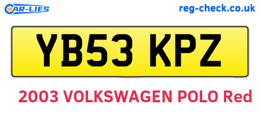 YB53KPZ are the vehicle registration plates.