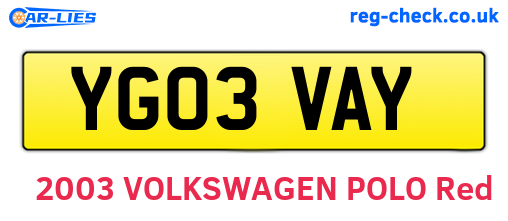 YG03VAY are the vehicle registration plates.