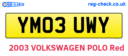 YM03UWY are the vehicle registration plates.