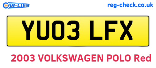 YU03LFX are the vehicle registration plates.