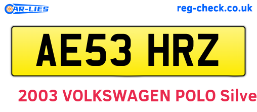 AE53HRZ are the vehicle registration plates.