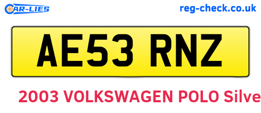 AE53RNZ are the vehicle registration plates.