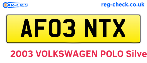 AF03NTX are the vehicle registration plates.