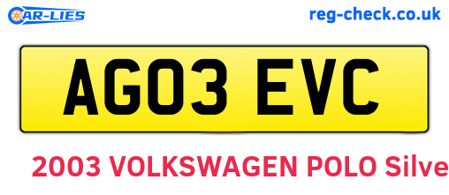 AG03EVC are the vehicle registration plates.