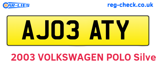 AJ03ATY are the vehicle registration plates.
