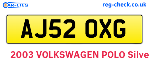 AJ52OXG are the vehicle registration plates.