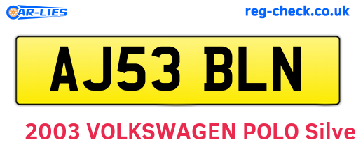 AJ53BLN are the vehicle registration plates.
