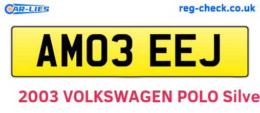 AM03EEJ are the vehicle registration plates.
