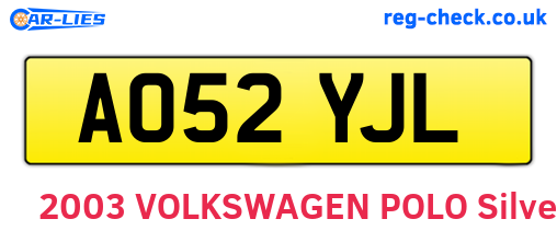AO52YJL are the vehicle registration plates.