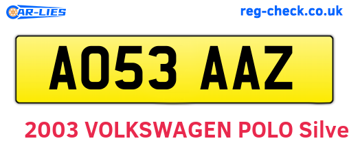 AO53AAZ are the vehicle registration plates.